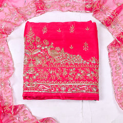 Khadi Magenta Unstitched Suit