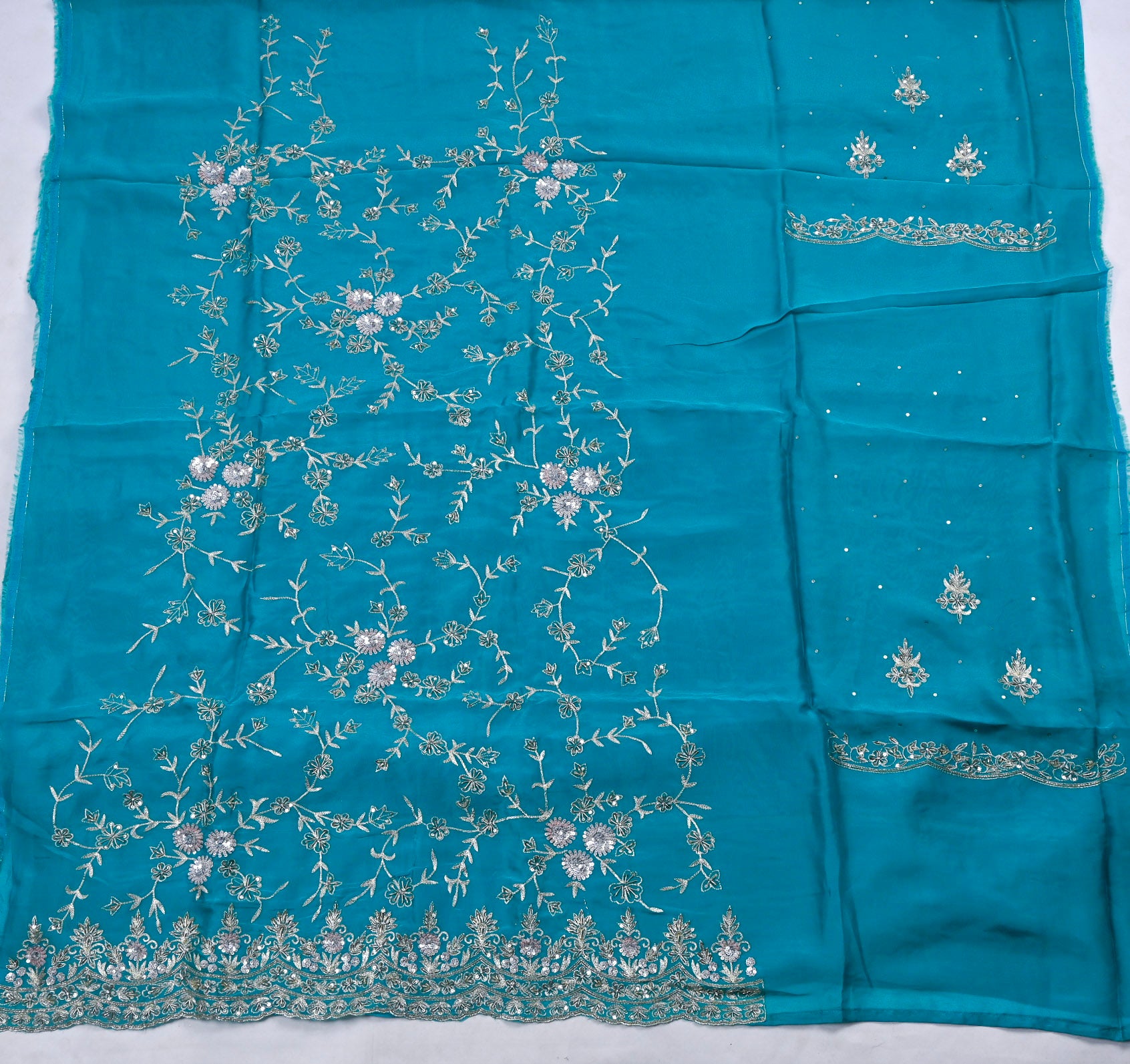 Crepe Sky Blue Unstitched Suit