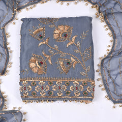 Organza Powder Blue Unstitched Suit