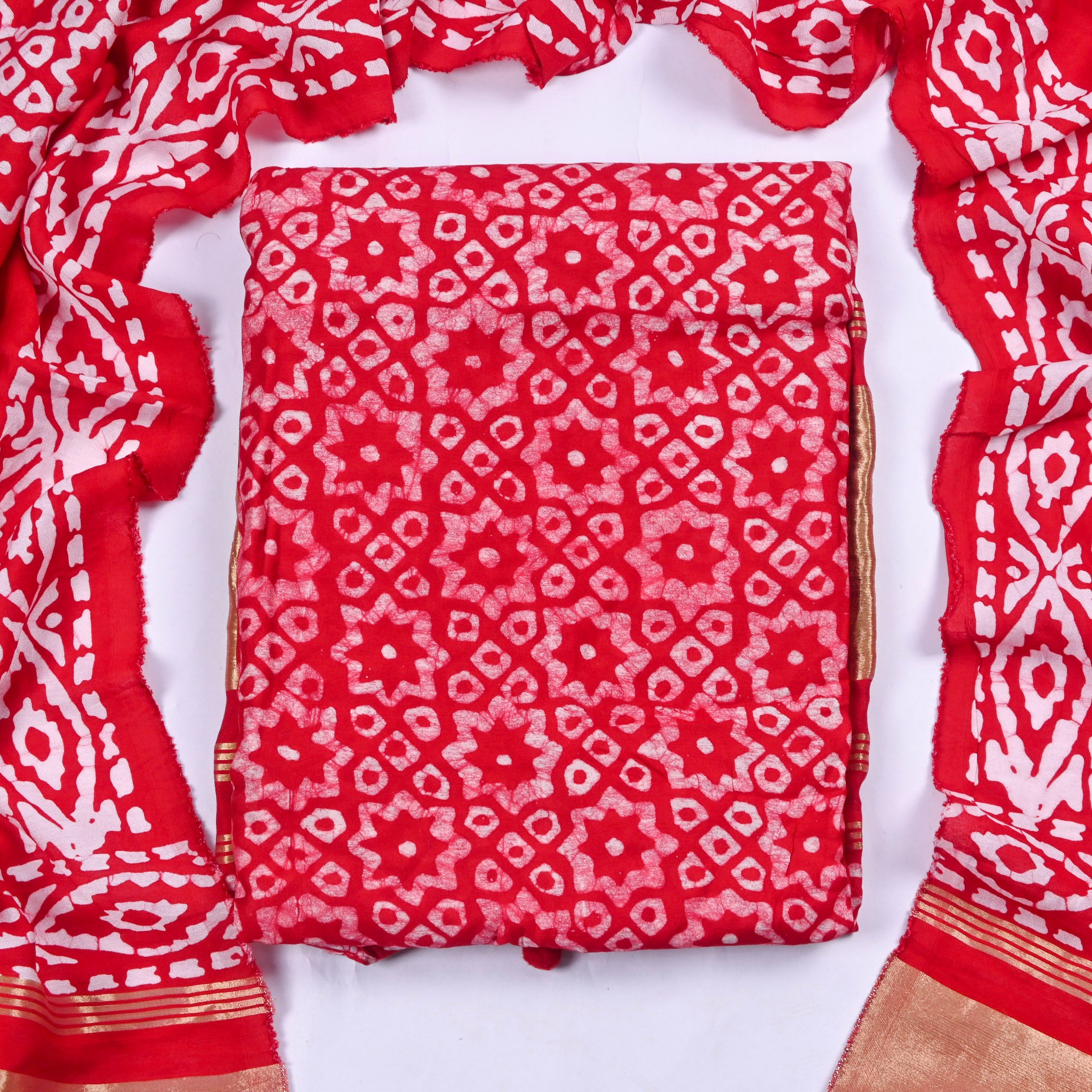 Cotton Red Unstitched Suit