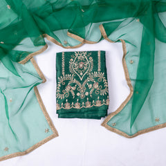Gavadin Silk Green Unstitched Suit