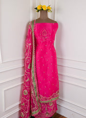 Glass Tissue Pink Unstitched Suit