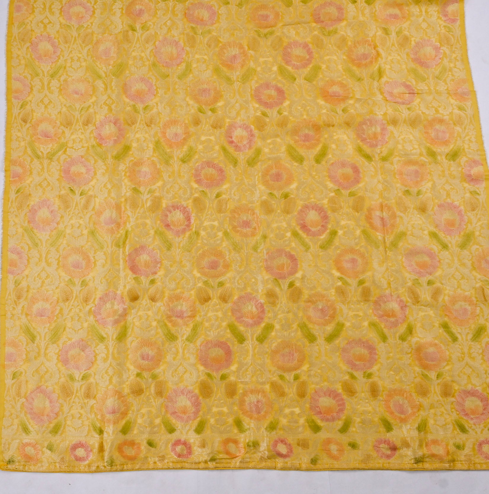 Banarasi Yellow Unstitched Suit