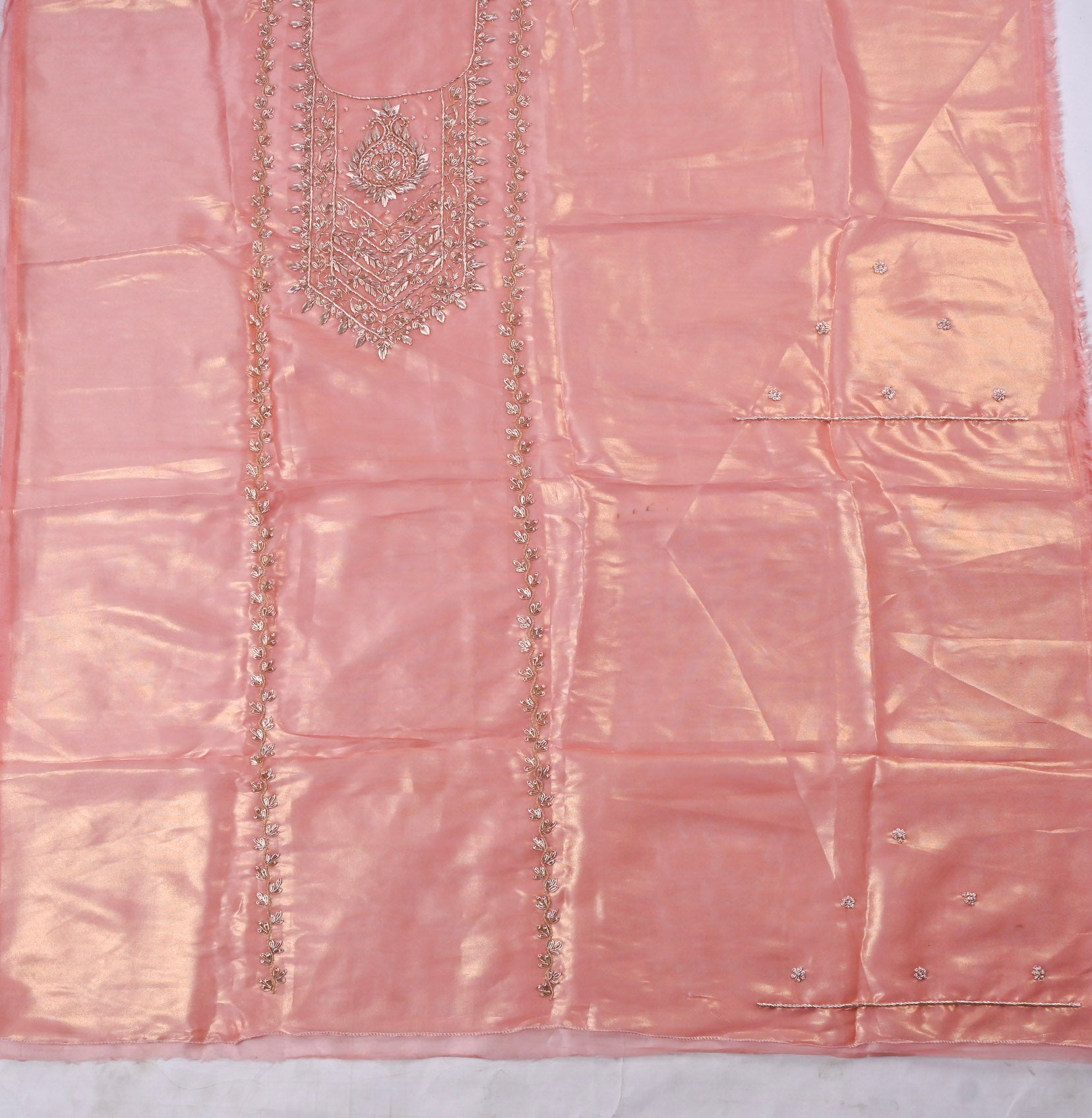 Sasha Silk Peach Unstitched Suit