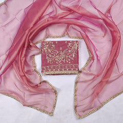 Shimmer Onion Pink Unstitched Suit