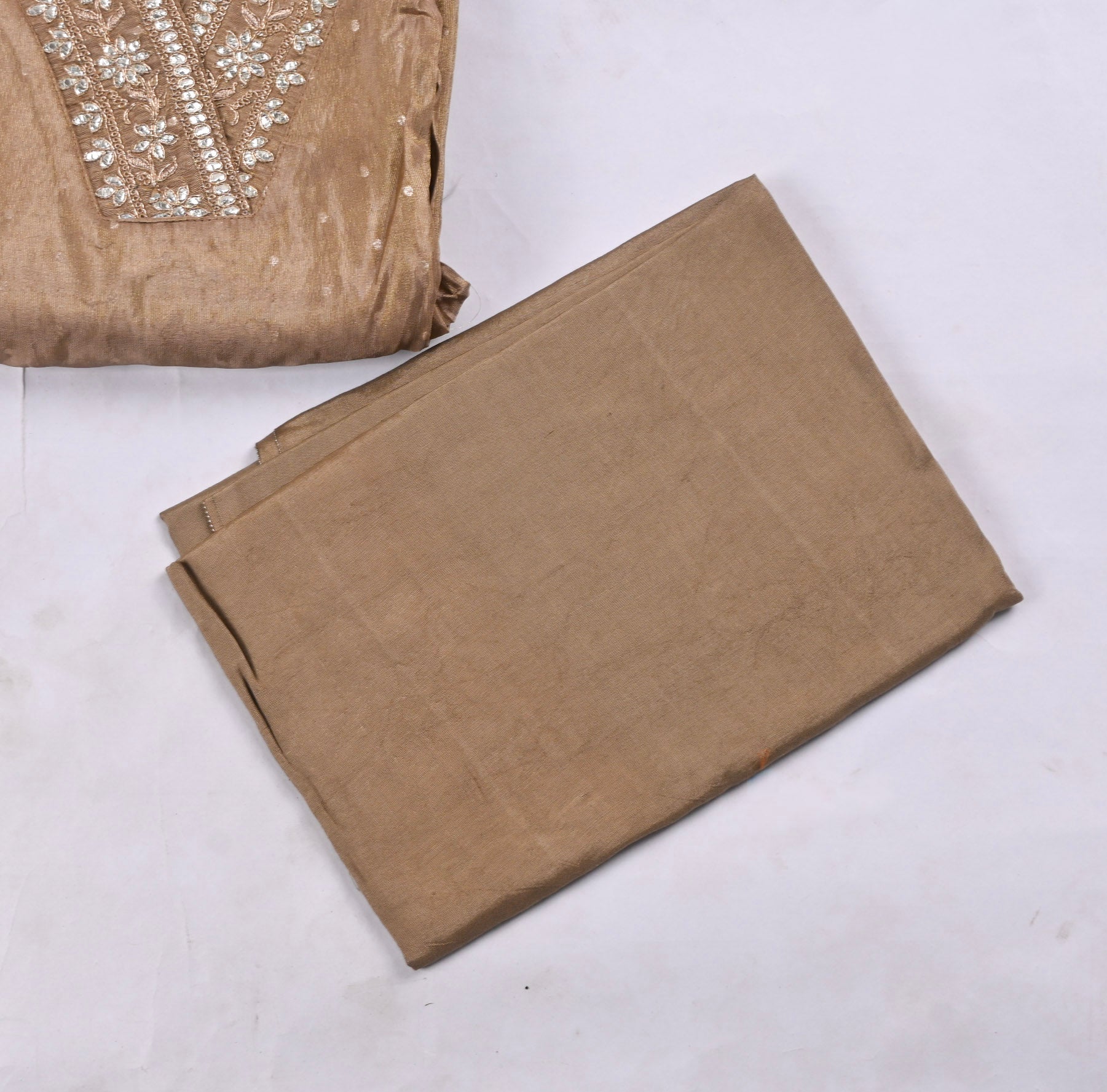 Banarasi Brown Unstitched Suit