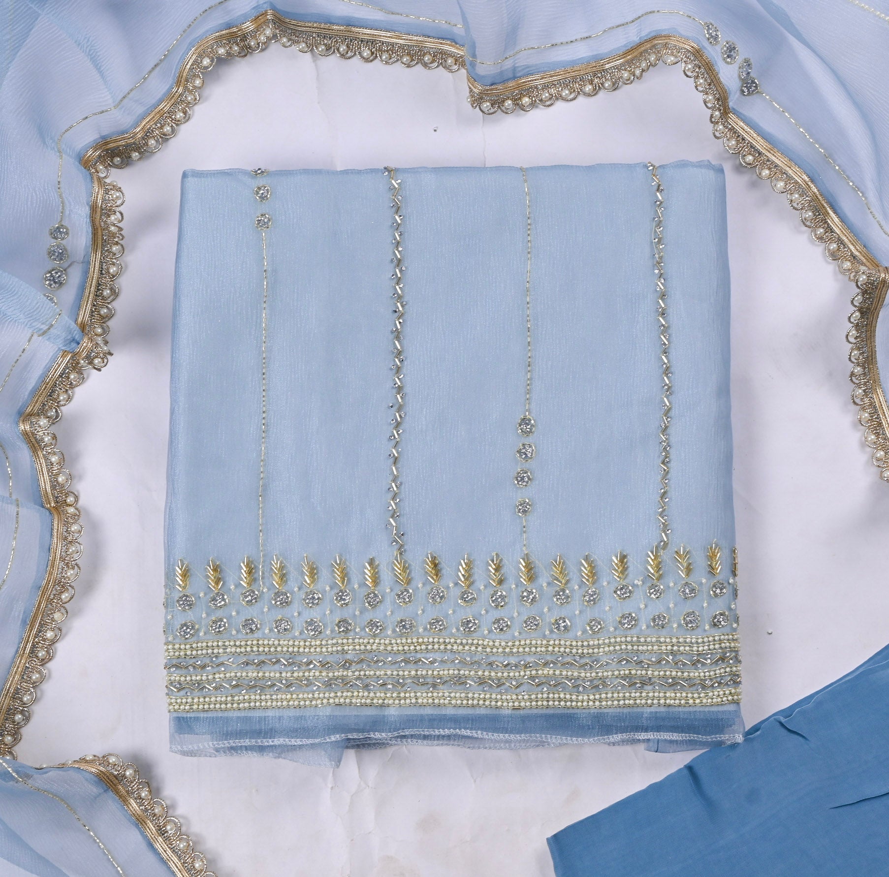 Crush Sky Blue Unstitched Suit