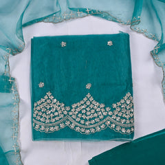 Crush Teal Blue Unstitched Suit