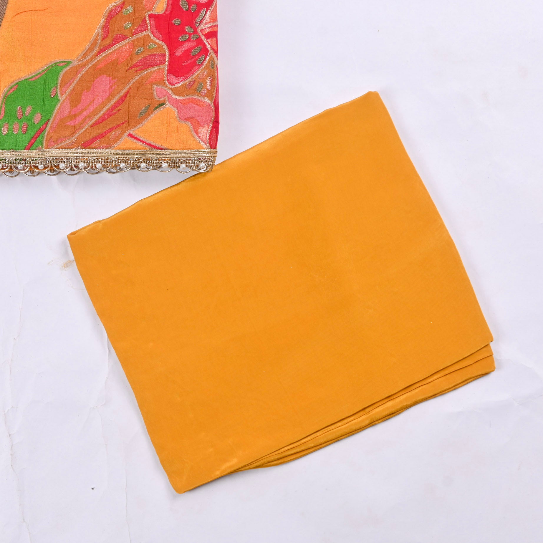 Banarasi Silk Yellow Mustard Unstitched Suit