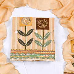 Mul Chanderi Cotton Yellow Unstitched Suit