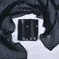 Organza Black Unstitched Suit
