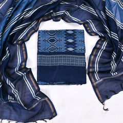Maheshwari Cotton Navy Blue Unstitched Suit