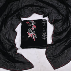 Georgette Black Unstitched Suit