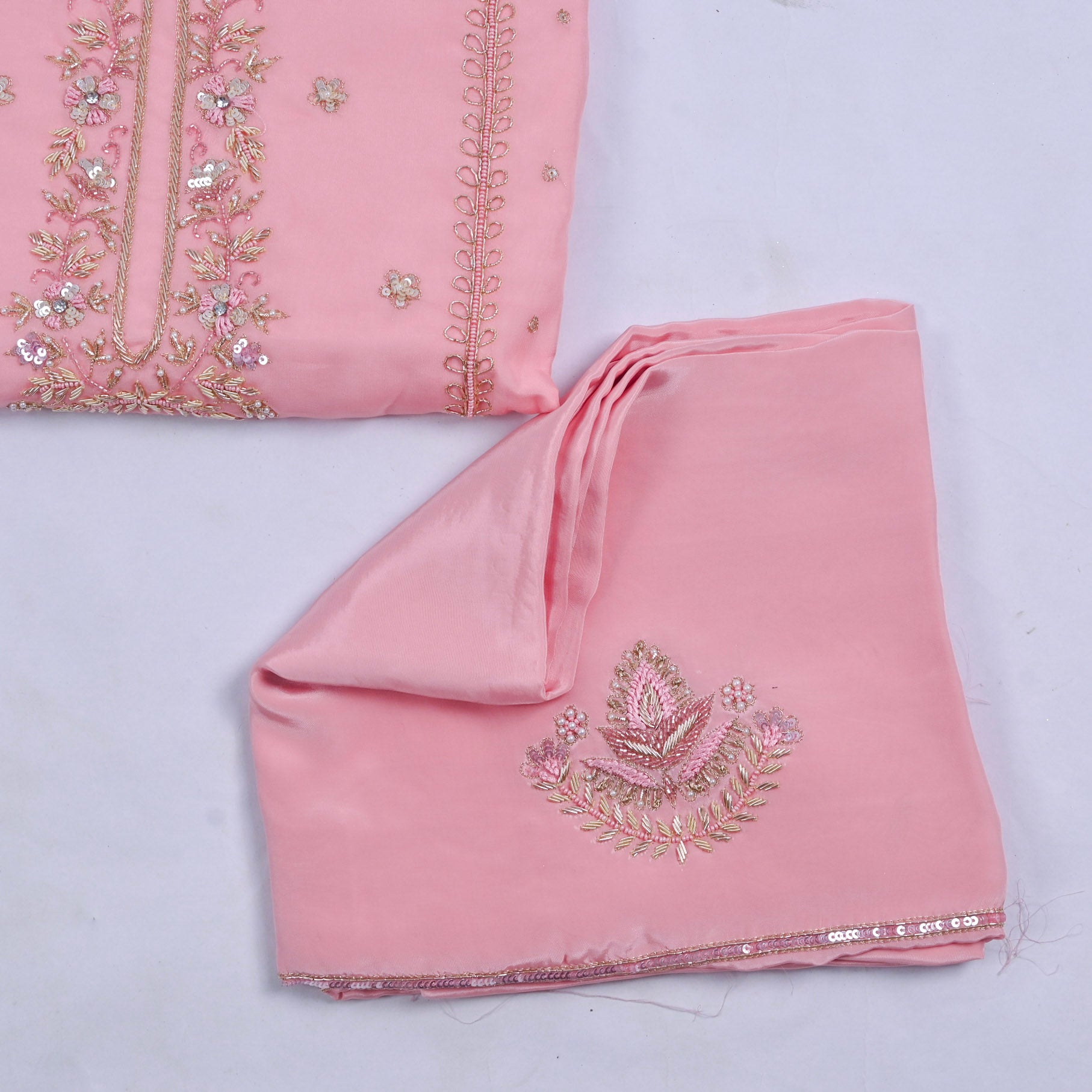 Organza Pink Unstitched Suit