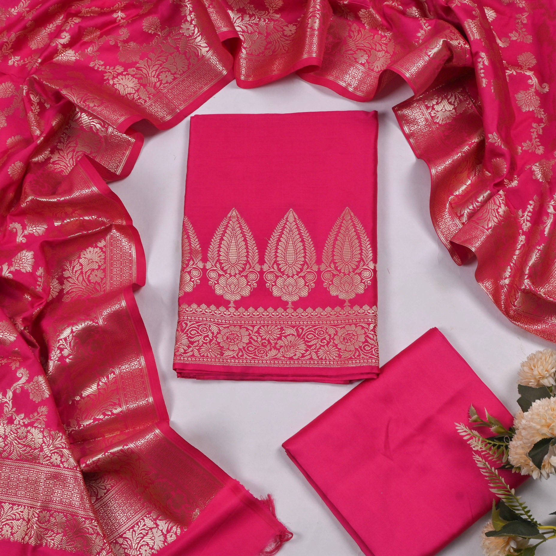 Silk Pink Unstitched Suit