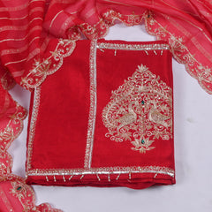 Khadi Red Unstitched Suit