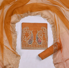 Raw Silk Orange Unstitched Suit