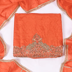 Silk Orange Unstitched Suit