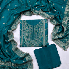 Banarasi Ferozi Unstitched Suit