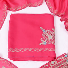 Twill Organza Pink Unstitched Suit