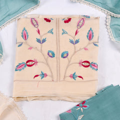 Organza Beige Unstitched Suit