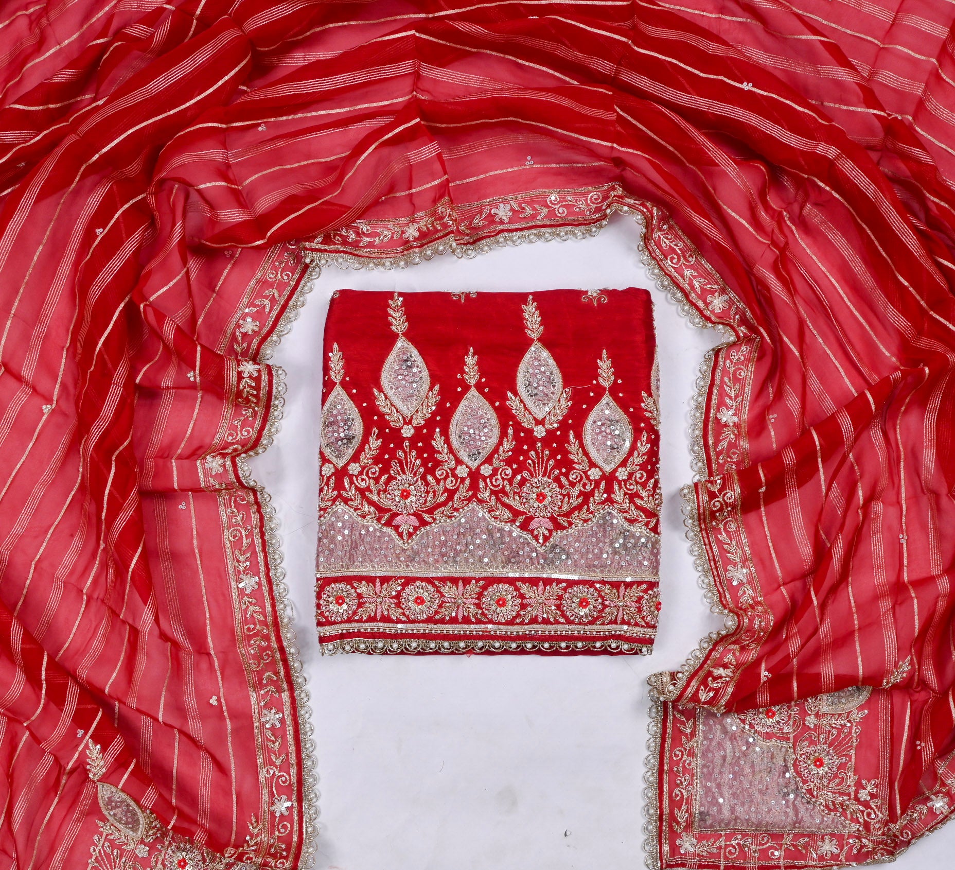 Raw Silk Red Unstitched Suit