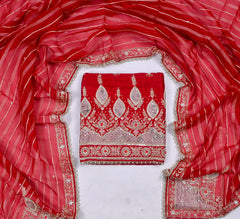 Raw Silk Red Unstitched Suit