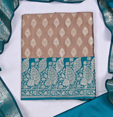 Banarasi Silk Beige Unstitched Suit