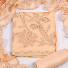 Organza Beige Unstitched Suit