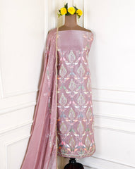 Shimmer Mauve Pink Unstitched Suit