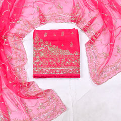 Khadi Magenta Unstitched Suit
