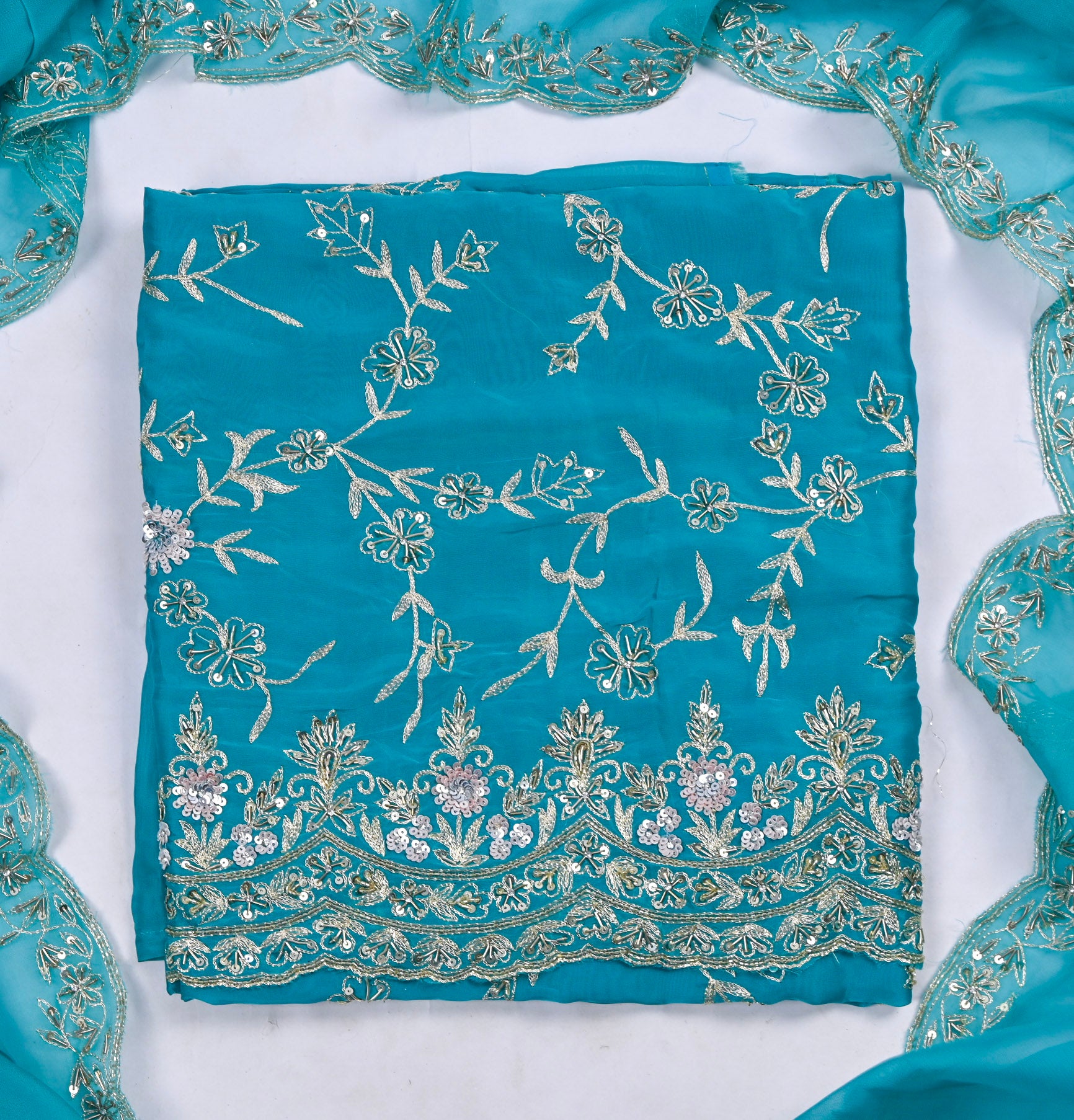 Crepe Sky Blue Unstitched Suit