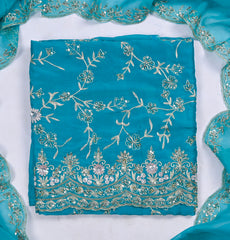 Crepe Sky Blue Unstitched Suit