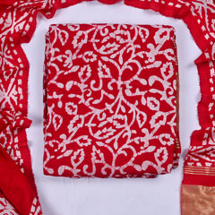Cotton Red Unstitched Suit