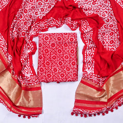 Cotton Red Unstitched Suit