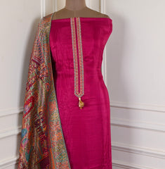 Crepe Silk Wine Unstitched Suit
