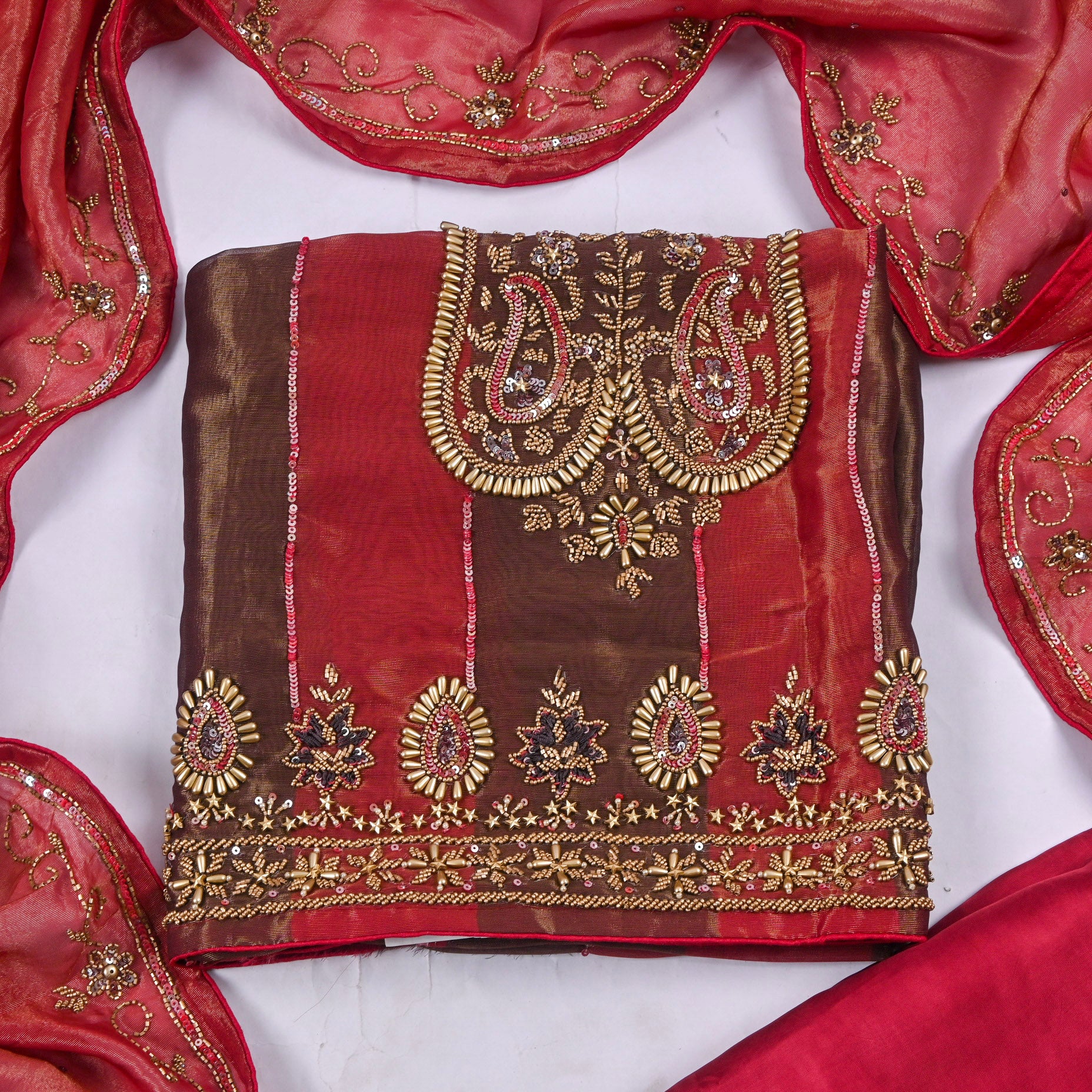 Shimmer Red Unstitched Suit