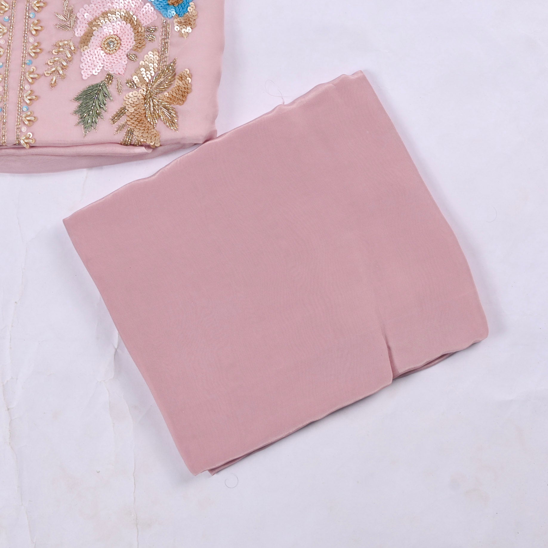 Organza Baby Pink Unstitched Suit