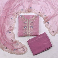 Crush Onion Pink Unstitched Suit