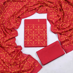 Cotton Maroon Phulkari Suit