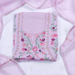 Organza Lavender Unstitched Suit
