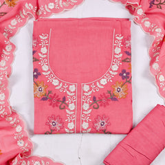 Mul Cotton PInk Unstitched Suit