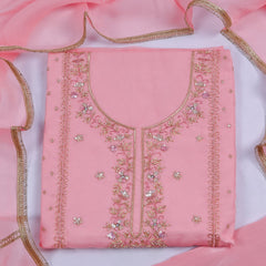 Organza Pink Unstitched Suit