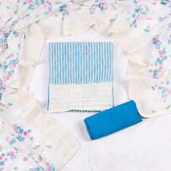 Chanderi Silk Ferozi Unstitched Suit