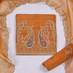 Raw Silk Orange Unstitched Suit