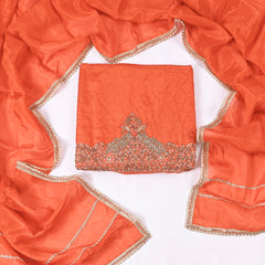 Silk Orange Unstitched Suit