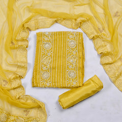 Georgette Yellow Unstitched Suit