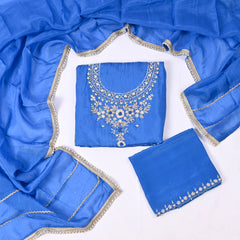 Silk Organza Blue Unstitched Suit