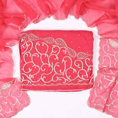 Organza Magenta Unstitched Suit