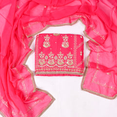 Organza Pink Unstitched Suit